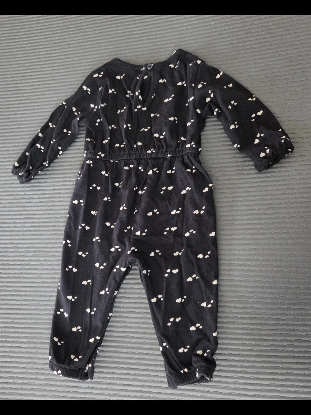 Baby Old Navy Black Heart-Print One-Piece Romper 6/12 M